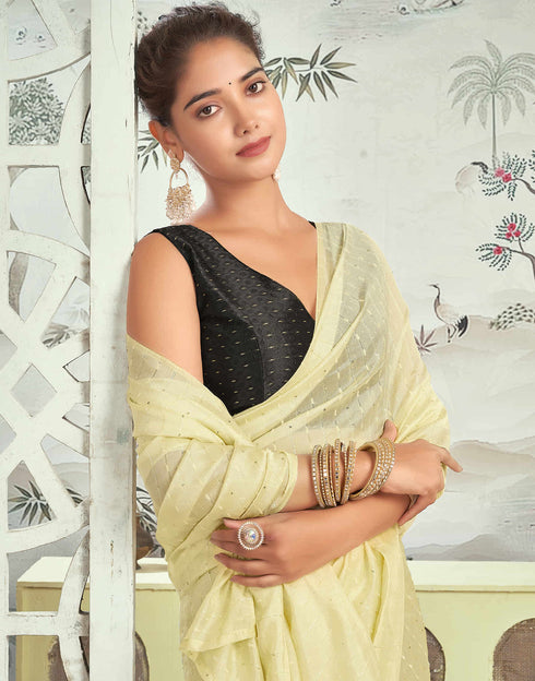 Sudathi Ready To Wear Cream Woven Silk Saree